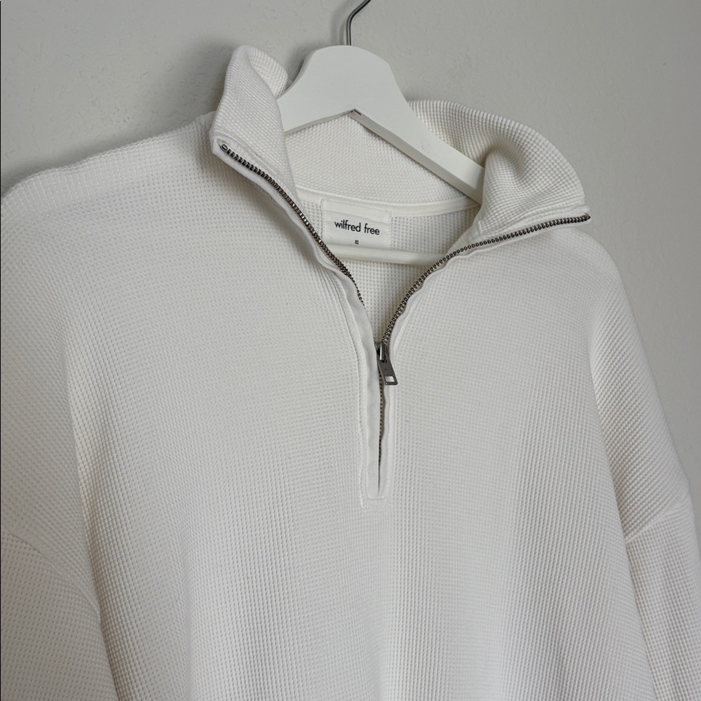 NEW Aritzia Wilfred Free Loft Longsleeve Quarter-Zip Pullover Waffle size xs - Picture 4 of 5